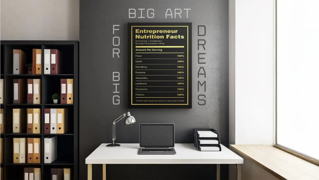 An image showcasing a large vertical wall art canvas