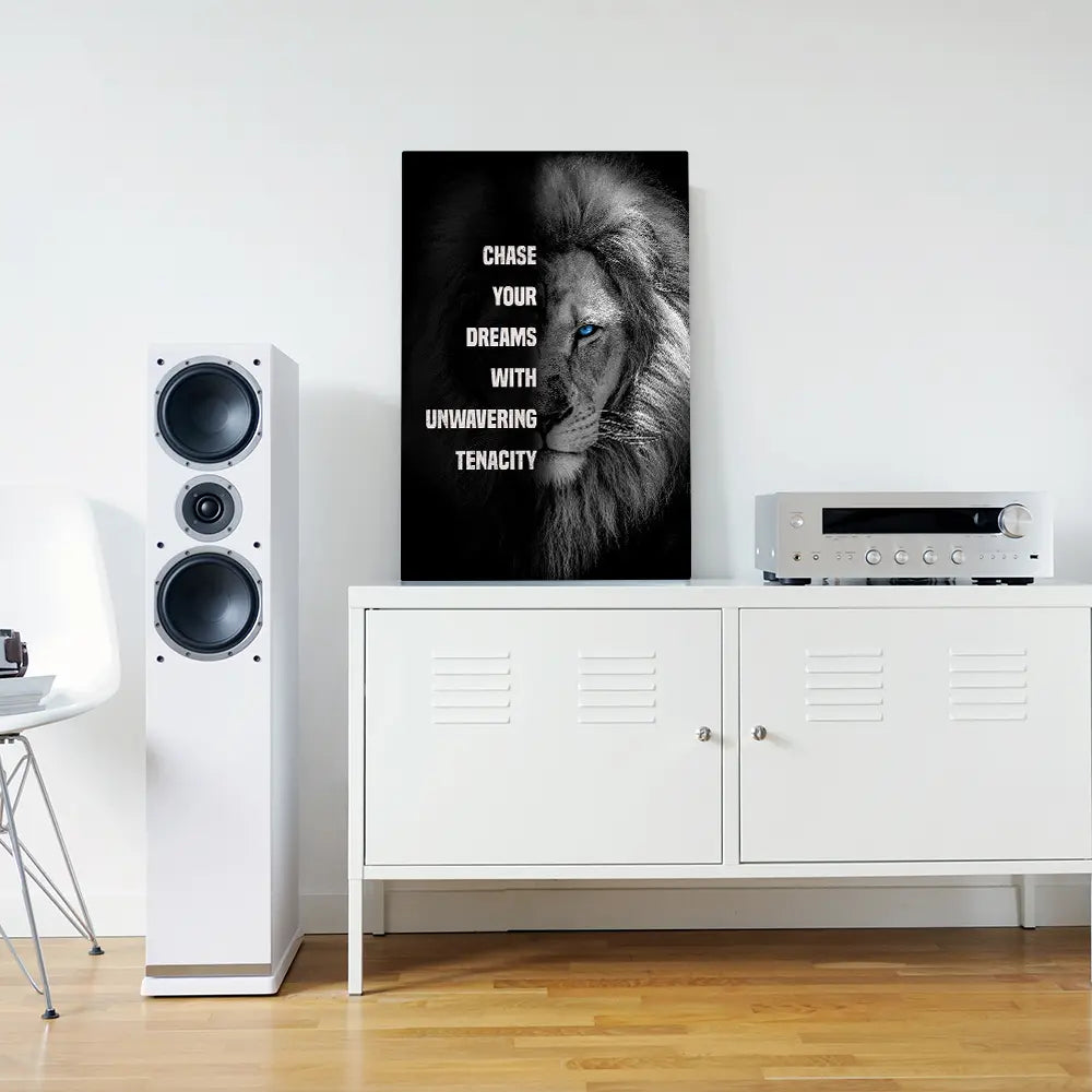 Chase Your Dreams Lion Wall Art in Studio
