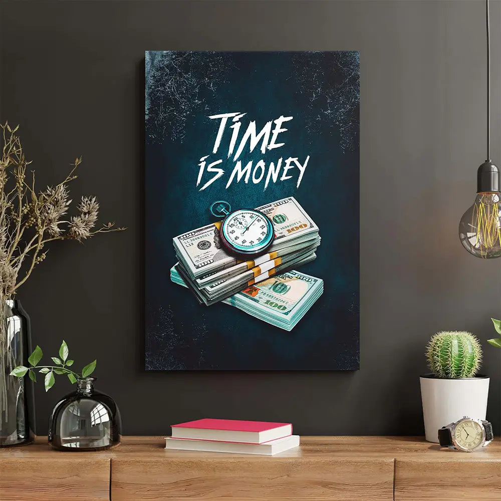 Time is Money Wall Art Wooden Desk