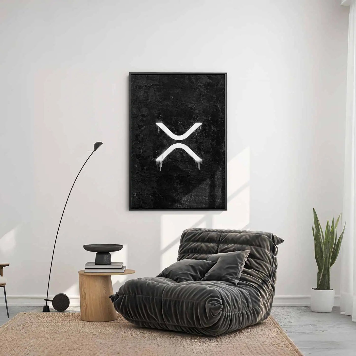 XRP Wall Art with White Wall and Sofa