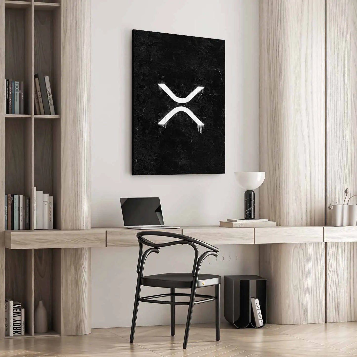XRP Wall Art with Wooden Desk