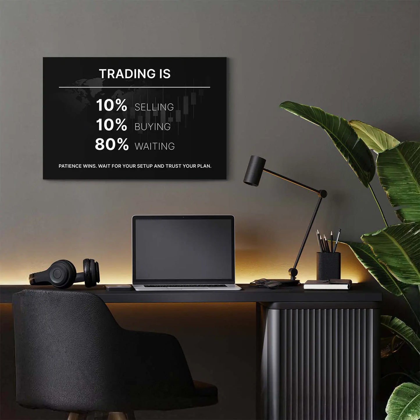 Trading Is Wall Art with Desk and Laptop